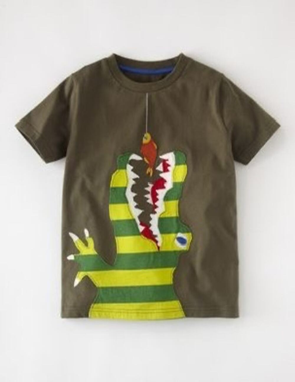 Mini Boden Crocodile Appliqué Tee - Boys 6/7 - Green
